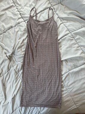 Love Geometric Slip Dress in Cream and Brown